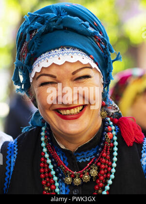 October 14, 2018 - Borisptyl, Kiev, Ukraine - A woman seen in national costume during the celebrations..The Protection of the Virgin is a national holiday celebrated by the Ukrainian Orthodox Church. On this day, at the same time, the holiday of the Ukrainian Cossacks, the Day of the creation of the Ukrainian Rebel Army and the Day of Defender of Ukraine are celebrated. (Credit Image: © Igor Golovniov/SOPA Images via ZUMA Wire) Stock Photo
