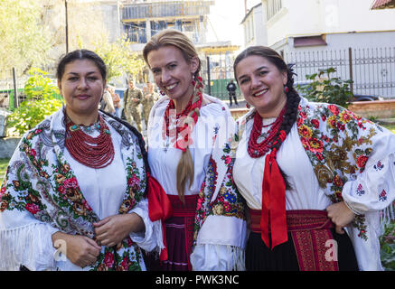 October 14, 2018 - Borisptyl, Kiev, Ukraine - Women in national costume are seen during the celebrations..The Protection of the Virgin is a national holiday celebrated by the Ukrainian Orthodox Church. On this day, at the same time, the holiday of the Ukrainian Cossacks, the Day of the creation of the Ukrainian Rebel Army and the Day of Defender of Ukraine are celebrated. (Credit Image: © Igor Golovniov/SOPA Images via ZUMA Wire) Stock Photo