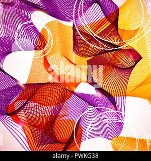 Abstract violet and orange guilloche lines on light pink background Stock Vector