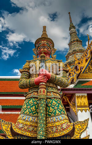 Giant Yaksha Guardian, Wat Phra Kaew, Bangkok, Thailand Stock Photo