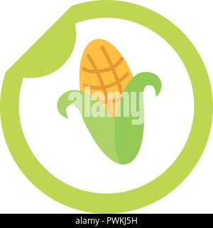 sticker nature fresh organic corn cob vector illustration Stock Vector