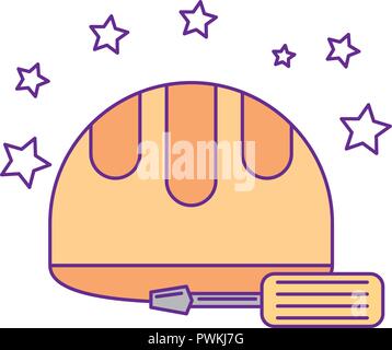 helmet and screwdriver tools labor day vector illustration Stock Vector