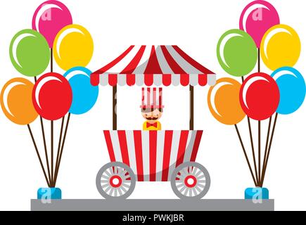 salesman booth carnival fun fair vector illustration Stock Vector Image ...