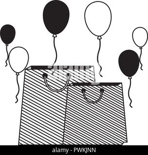 shopping online paper bags and balloons vector illustration Stock Vector