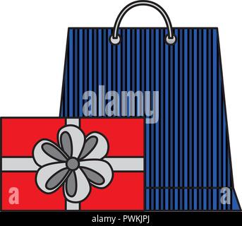 shopping online bag and gift box vector illustration Stock Vector