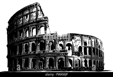 illustration fro italy colosseum building landmark vector Stock Vector