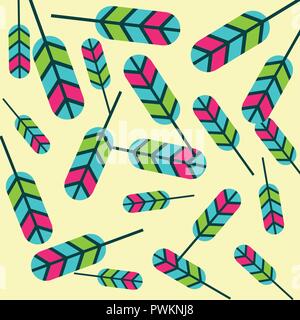 colored feathers tribal decoration pattern vector illustration Stock Vector