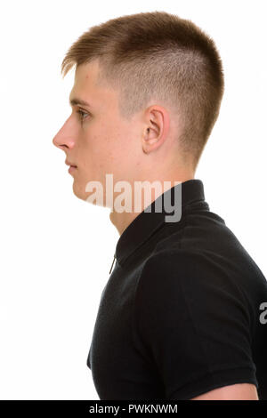 Close up profile view of young Caucasian man Stock Photo
