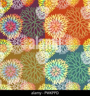 Beautiful and creative fabric patterns. Fall season wallpapers. Set of 4 vector seamless abstract floral backgrounds in autumn colors. Stock Vector