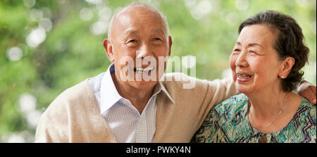 Happy senior couple inside their home. Stock Photo