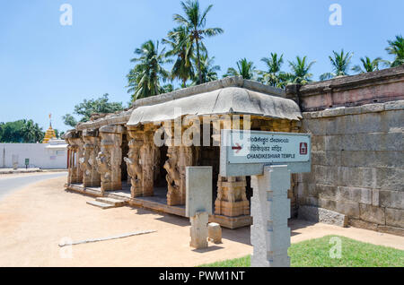 Signboard showing the way to Chandikeshwara Temple, Hampi, Karnataka, India. Stock Photo