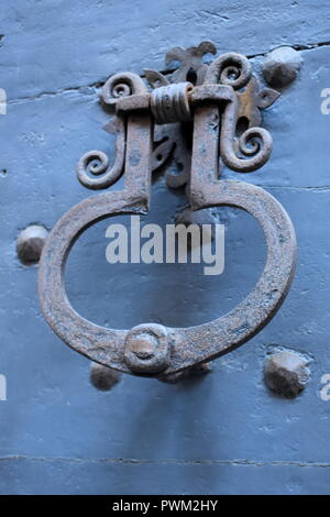 Italy.  In the old city of Bergamo.  An old fashioned door knocker Stock Photo