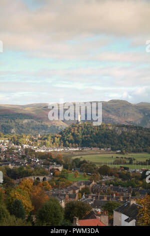 The view of Stirlingshire form Stirling Castle in Autumn in Scotland. Stock Photo