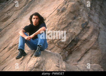 MOJAVE DESERT, CA - OCTOBER 20: (EXCLUSIVE) Actor Diego Serrano poses at a photo shoot on October 20, 1992 in Mojave Desert, California. Photo by Barry King/Alamy Stock Photo Stock Photo