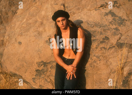 MOJAVE DESERT, CA - OCTOBER 20: (EXCLUSIVE) Actor Diego Serrano poses at a photo shoot on October 20, 1992 in Mojave Desert, California. Photo by Barry King/Alamy Stock Photo Stock Photo