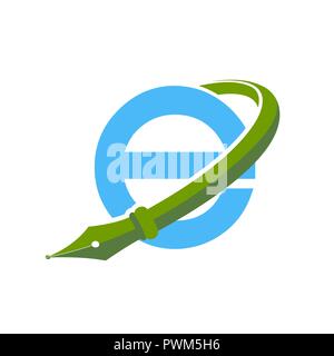 creative rocket art, pen nib with rocket characteristics Stock Vector