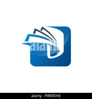 Abstract red megaphone icon. Vector logo design template. News, branding, magazine, blog, advertisement concept symbol Stock Vector