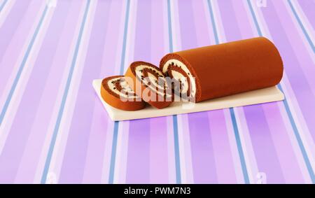 Chocolate Arctic roll, sliced Stock Photo