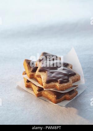 Nut nougat Christmas tree-shaped biscuits for Christmas Stock Photo