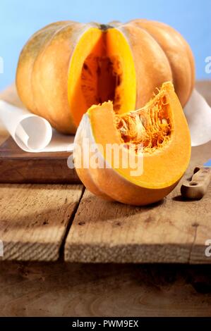 A sliced Muscade de Provence pumpkin Stock Photo