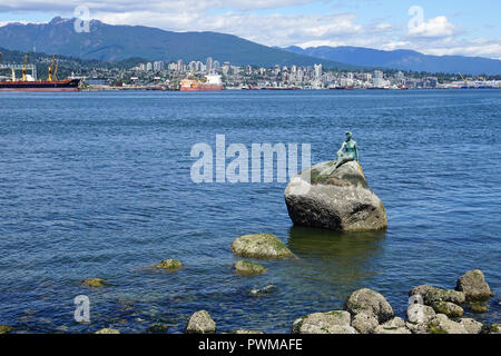 Girl in wetsuit, sculpture at Stanley Park, Vancouver, Canada Stock Photo