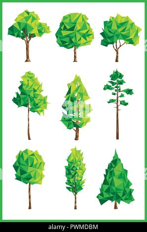 Geometric trees vector illustration Stock Vector