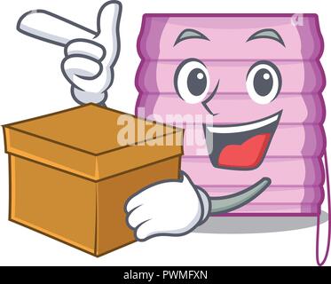 With box cartoon blinds in a window home Stock Vector