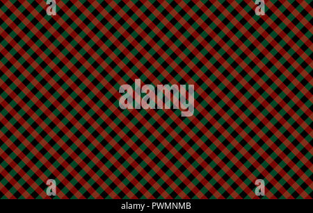 Diagonal Gingham-like pattern with red and green checks. Seamless design of symmetrical overlapping stripes in a two colors against solid background Stock Photo