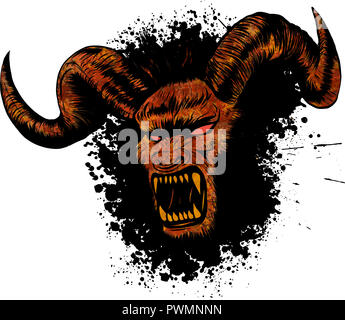 illustration of diabolik demon evil face tattoo Stock Photo