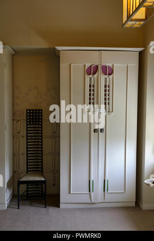 Interior of The Hill House in Helensburgh, Scotland, designed by Charles Rennie Mackintosh for Glasgow book publisher Walter Blackie Stock Photo