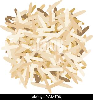 long brown rice grains. kernels. Vector illustration. For culinary, cafe, fastfood, shop, restaurant Can be used as tag label poster Stock Vector