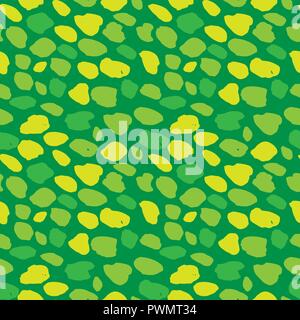 Green and yellow spots seamless black and white vector pattern. Stock Vector