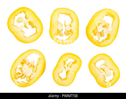 sliced yellow chilli pepper path isolated Stock Photo