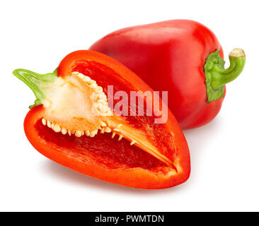 sliced sweet red pepper path isolated Stock Photo