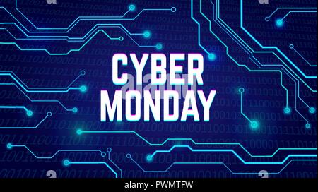 Cyber monday sale discount poster or banner with glitch Stock Vector ...