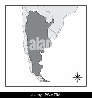 The map of Argentina and its location in South America Stock Vector