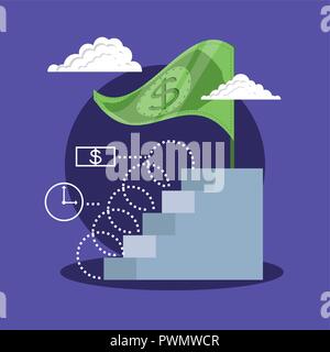 bill dollar flag in scales isolated icon vector illustration design Stock Vector