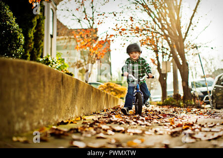 Young boy riding his bike. Stock Photo