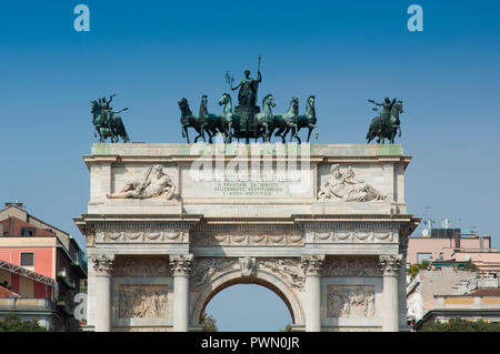Italy, Lombardy, Milan, Arco della Pace, Arch of Peace, Triumphal Arch by Luigi Cagnola Stock Photo