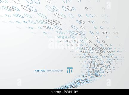 Abstract pattern blue dots wave motion particles with copy space on white background. Vector illustration Stock Vector