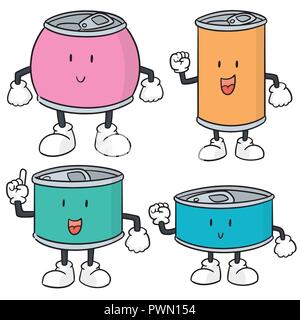 vector set of can cartoon Stock Vector