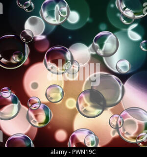 Abstract background image: beautiful colorful glowing rainbow bubbles of different size. Stock Photo