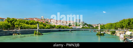 Panorama of Lyon above the Rhone River in France Stock Photo