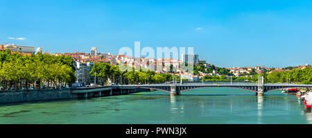 Panorama of Lyon above the Rhone River in France Stock Photo