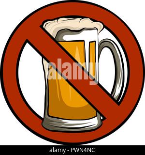 Vector No Beer Sign Isolated illustration with white background Stock Vector