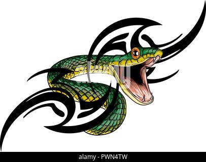 snake. Hand drawn vector illustration in ink technique on grunge background Stock Vector