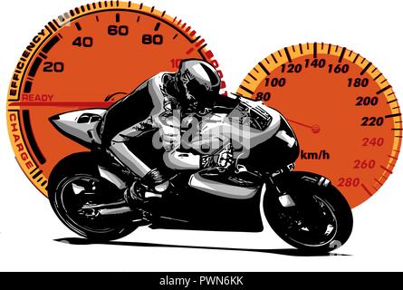 vector illustration Sport superbike motorcycle with struments Stock Vector
