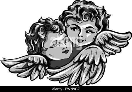 Vector illustration of flying angel or cupid Stock Vector