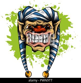 illustration clown skull isolated on white background Stock Vector