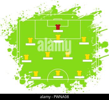 Soccer Tactic Table. Vector Illustration. The Tactical Scheme Of Five Three Two Stock Vector